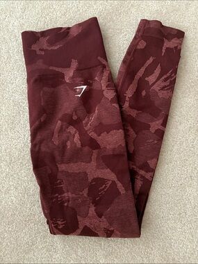 Gymshark Wine Red Camo Seamless Leggings